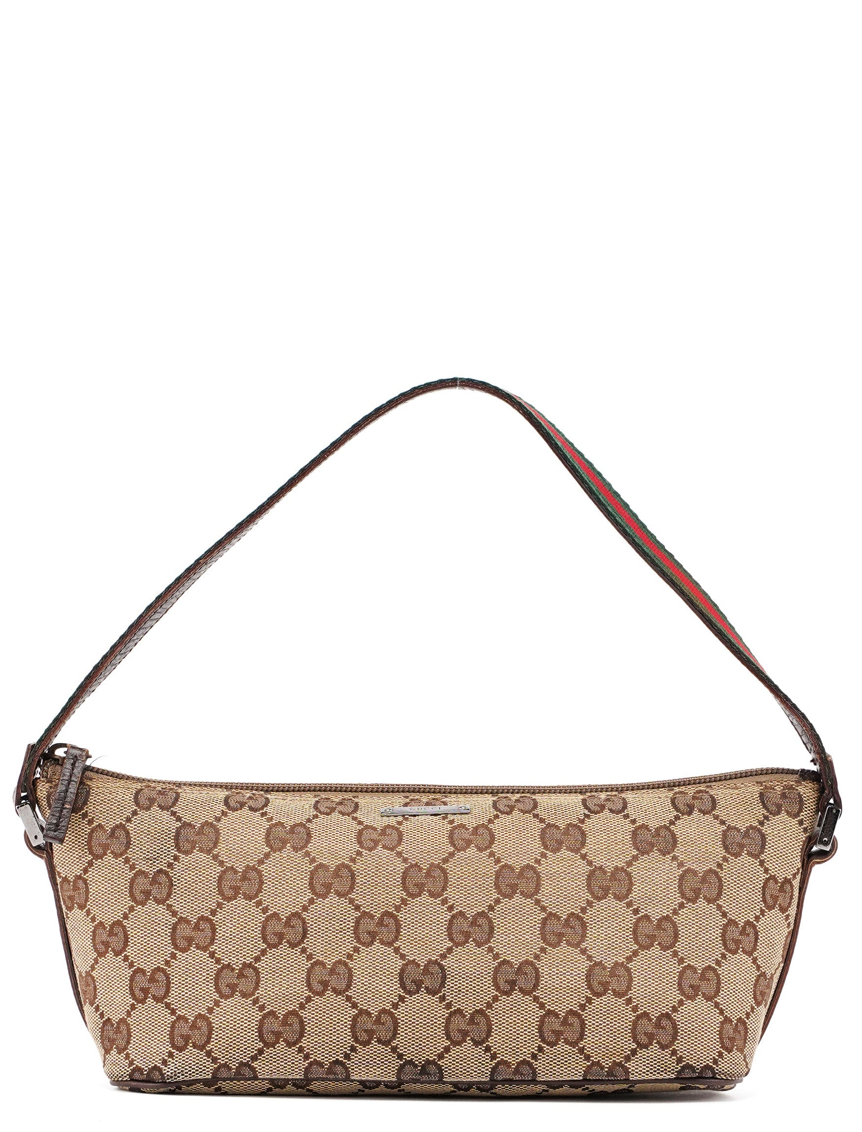 Gucci 141809 Beige Brown GG Boat Pochette