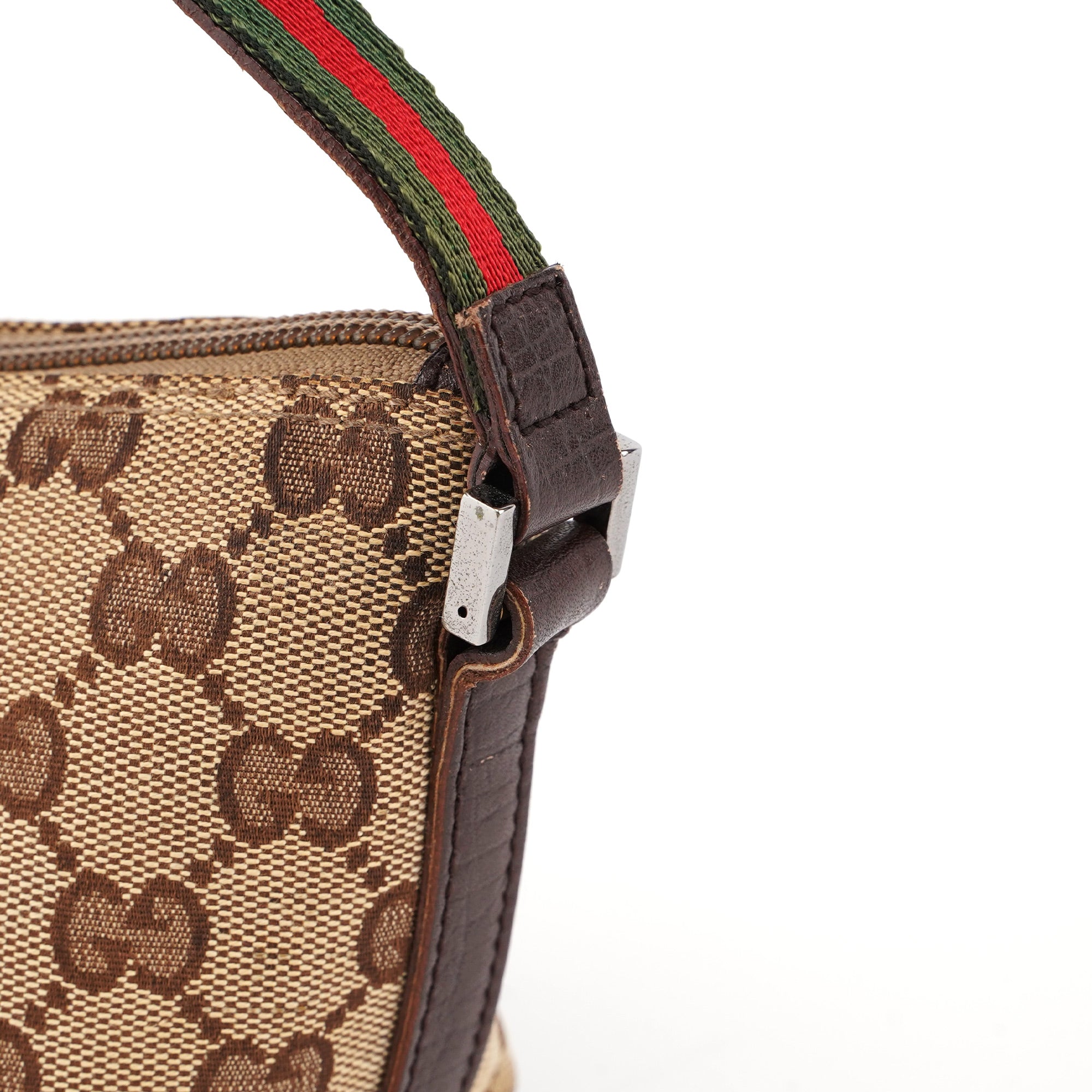 Gucci 141809 Beige Brown GG Boat Pochette