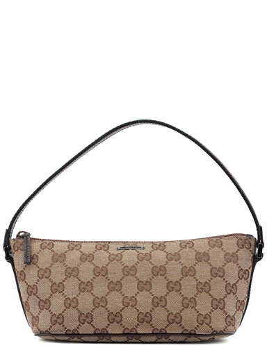 Gucci 141809 Beige Brown GG Boat Pochette