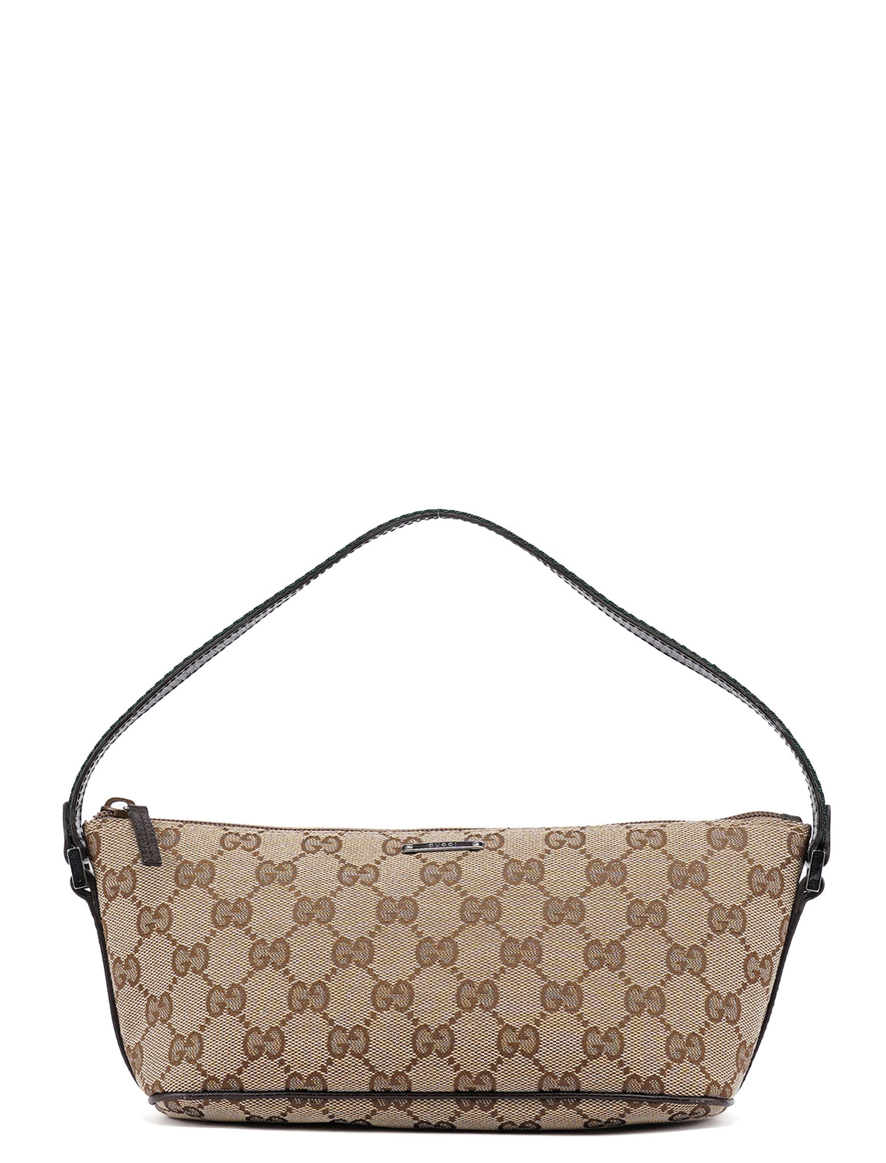 Gucci 141809 Beige Brown GG Boat Pochette