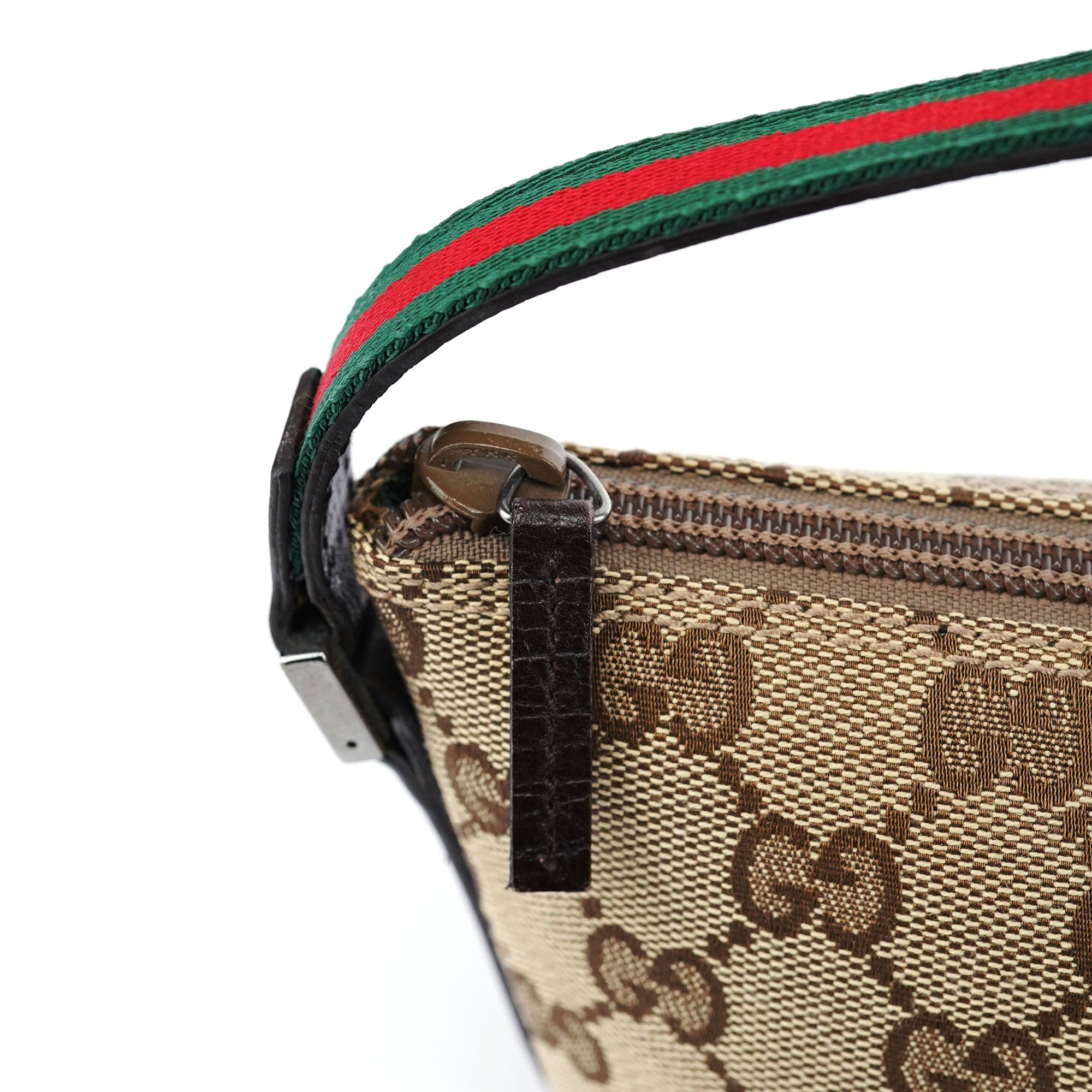 Gucci 141809 Beige Brown GG Boat Pochette