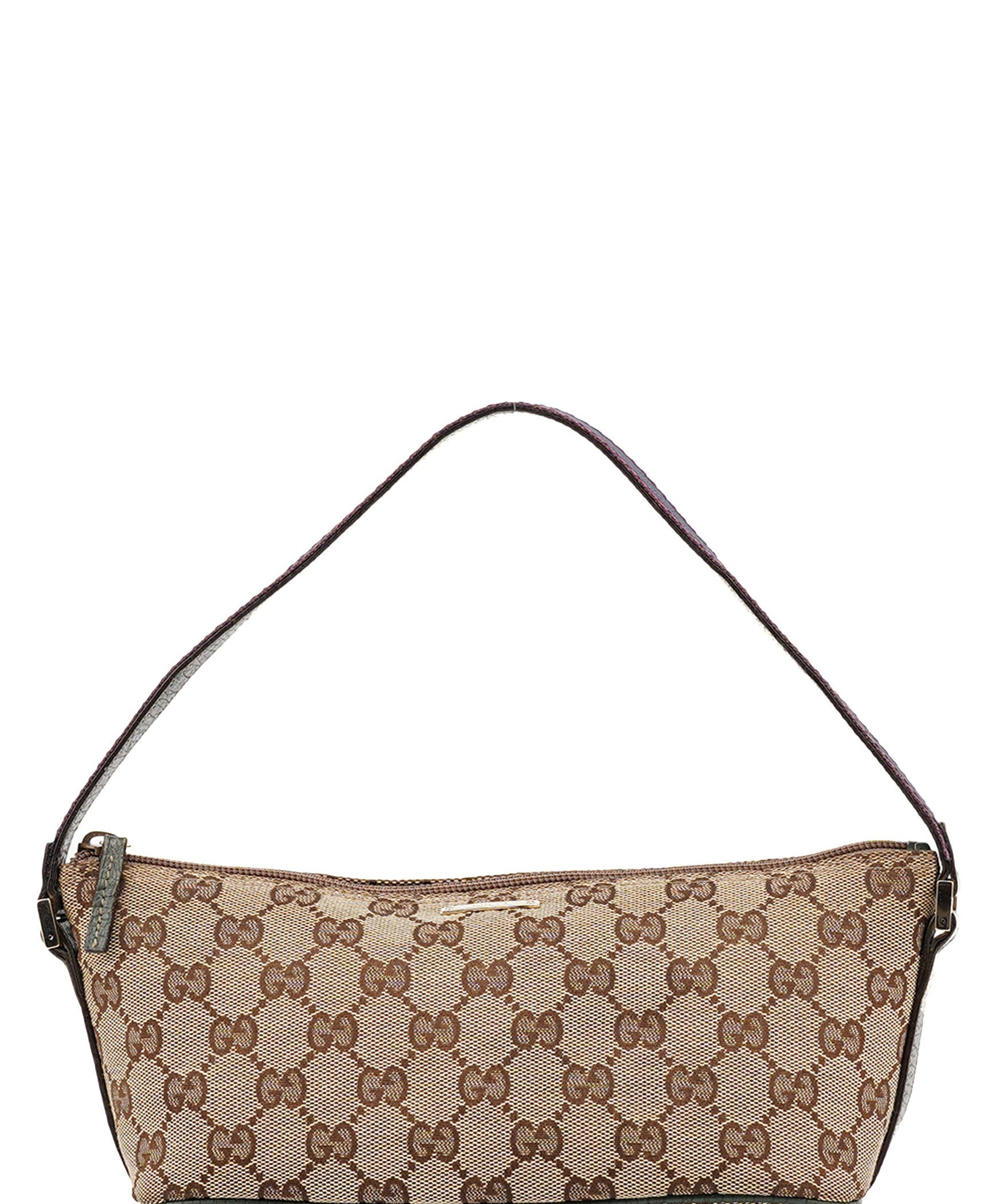 Gucci 141809 Beige Green GG Boat Pochette
