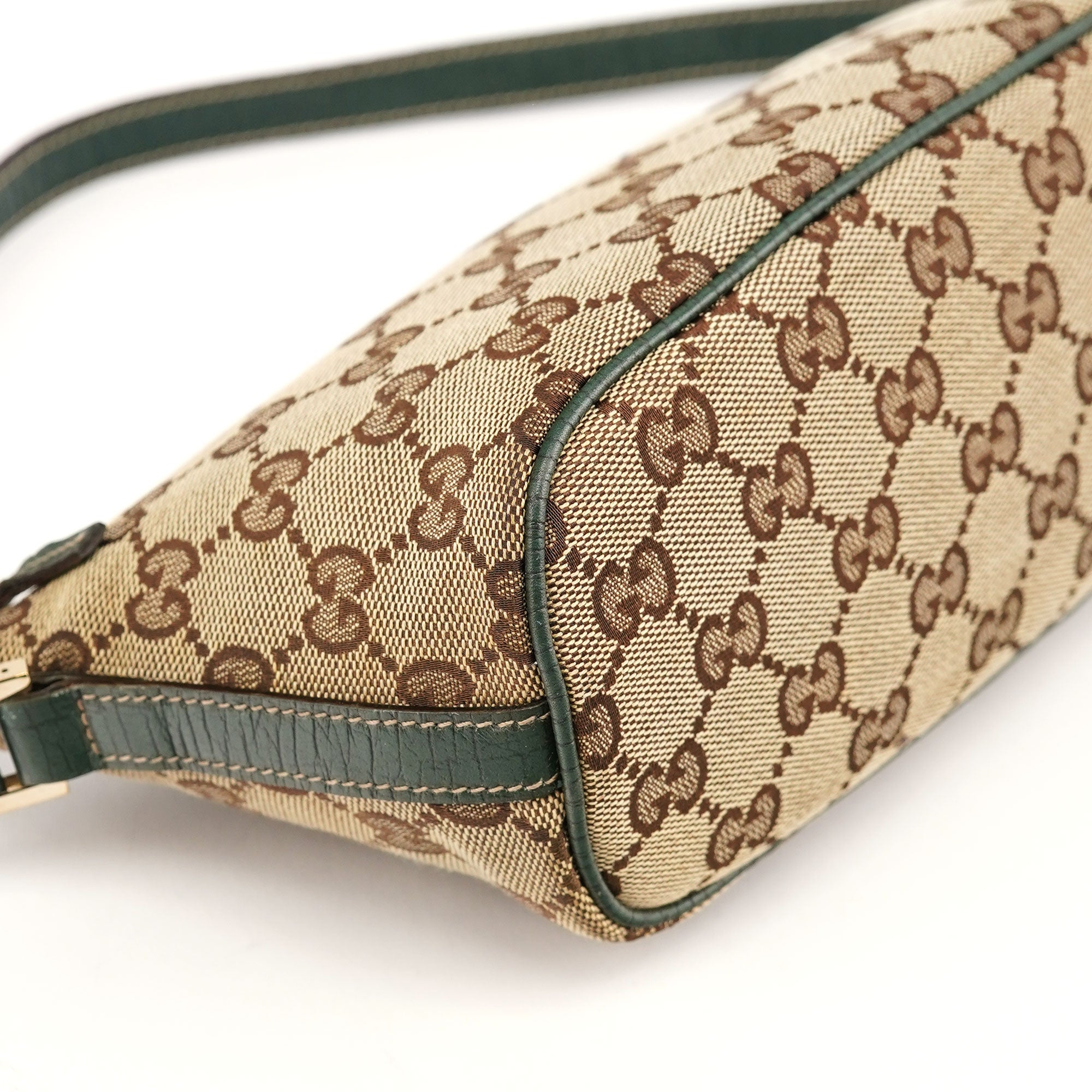 Gucci 141809 Beige Green GG Boat Pochette