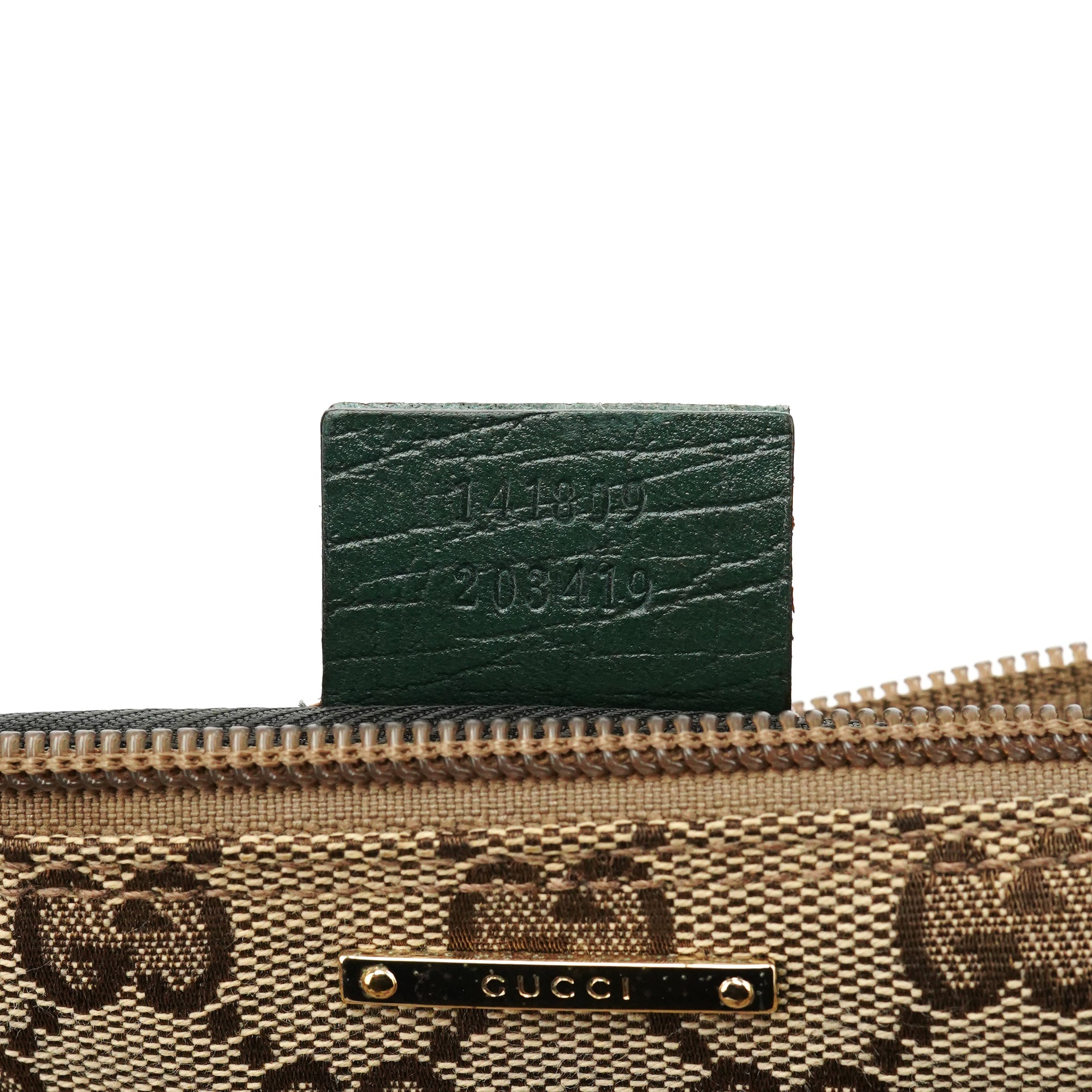 Gucci 141809 Beige Green GG Boat Pochette