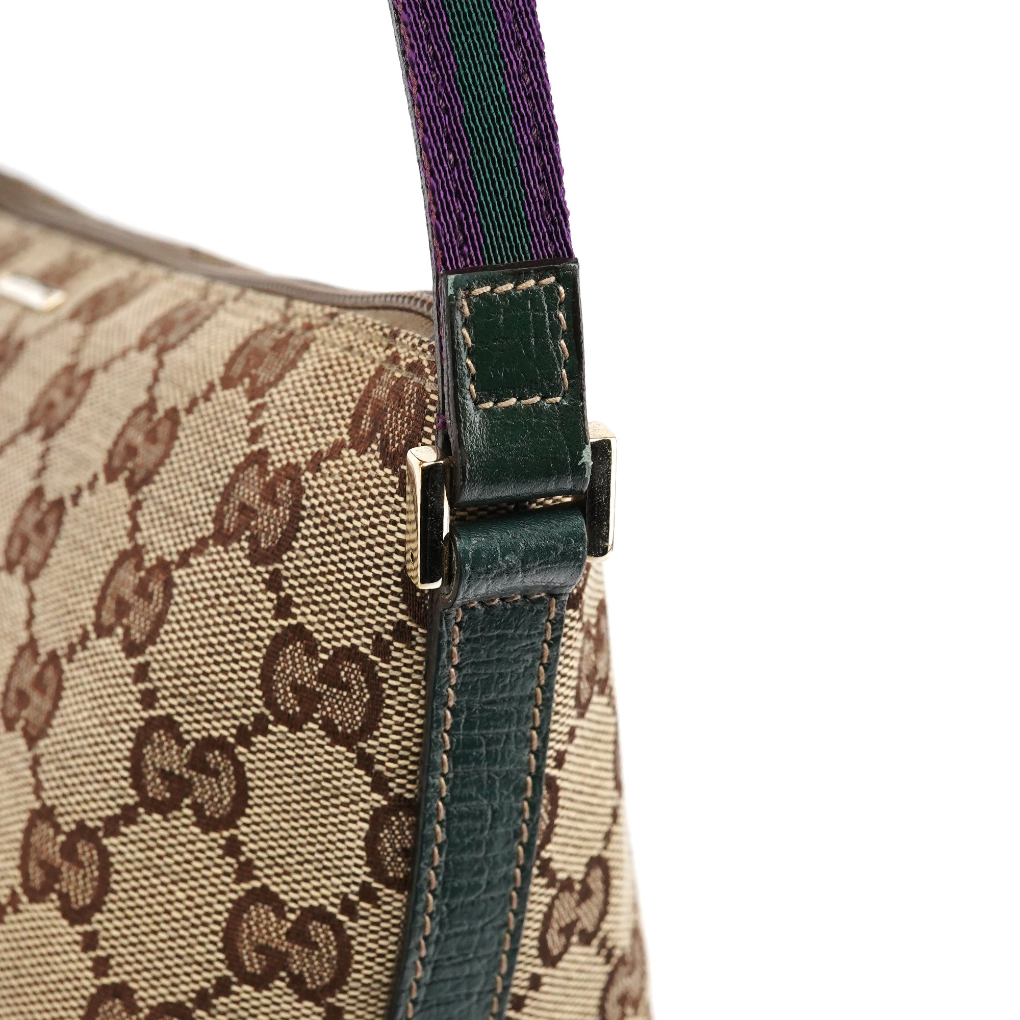 Gucci 141809 Beige Green GG Boat Pochette
