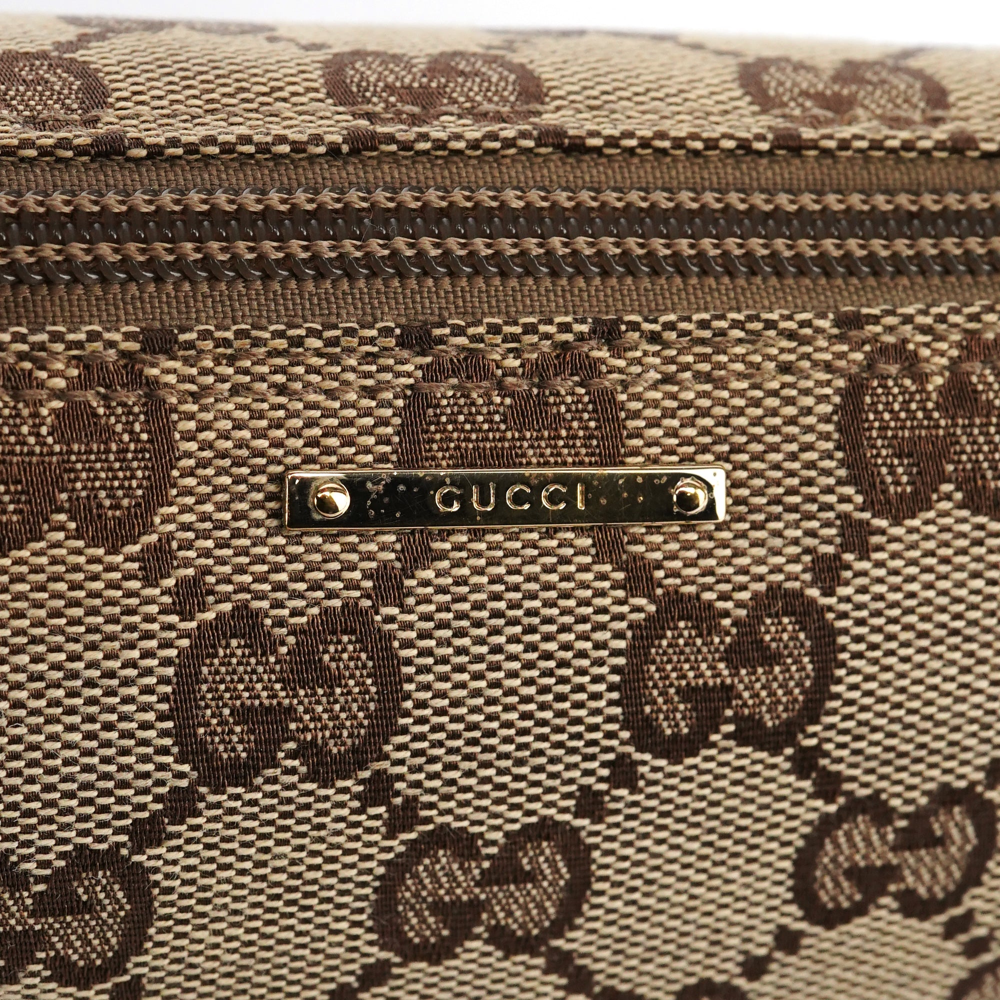 Gucci 141809 Beige Green GG Boat Pochette