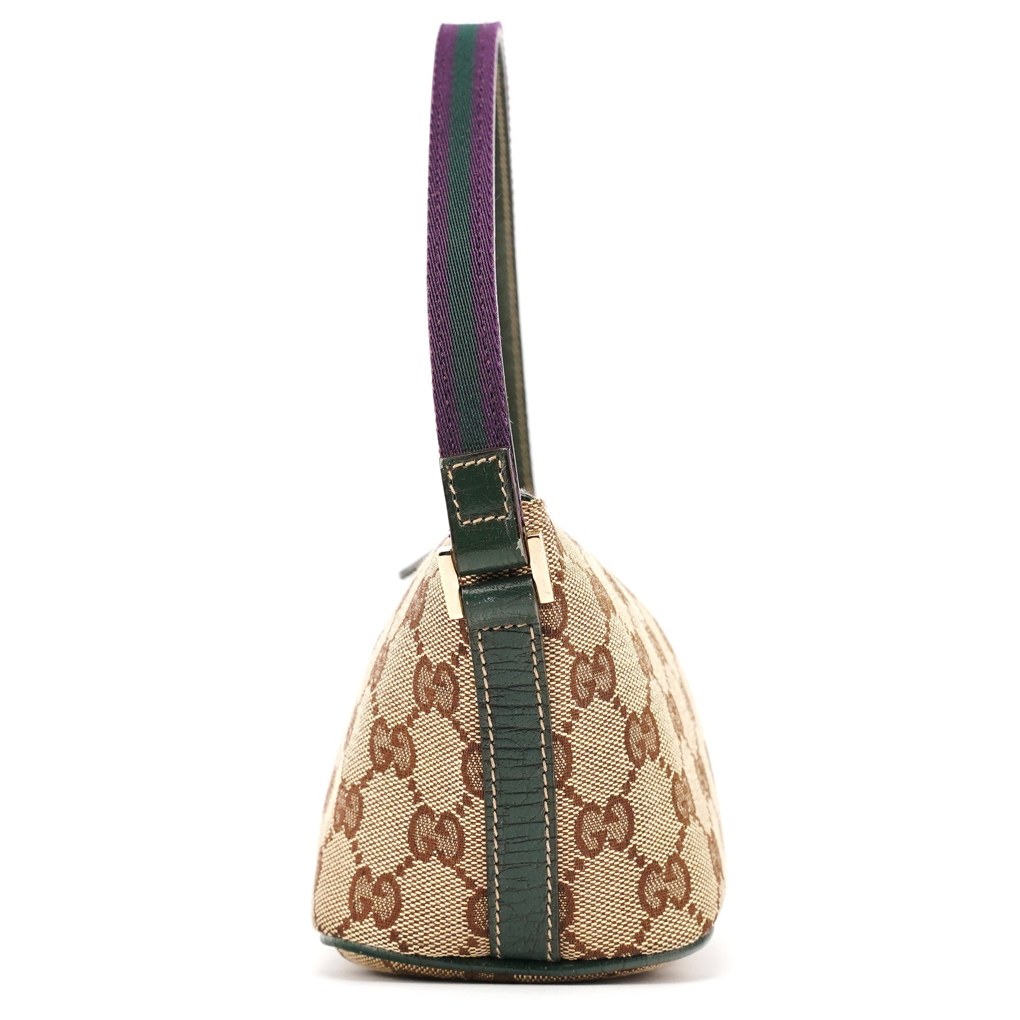 Gucci 141809 Beige Green GG Boat Pochette