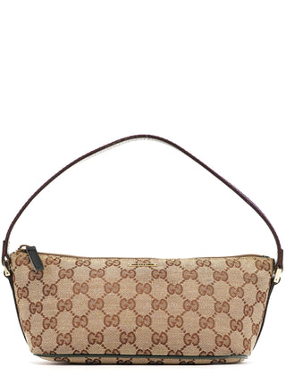 Gucci 141809 Beige Green GG Boat Pochette