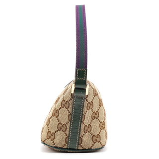 Gucci 141809 Beige Green GG Boat Pochette