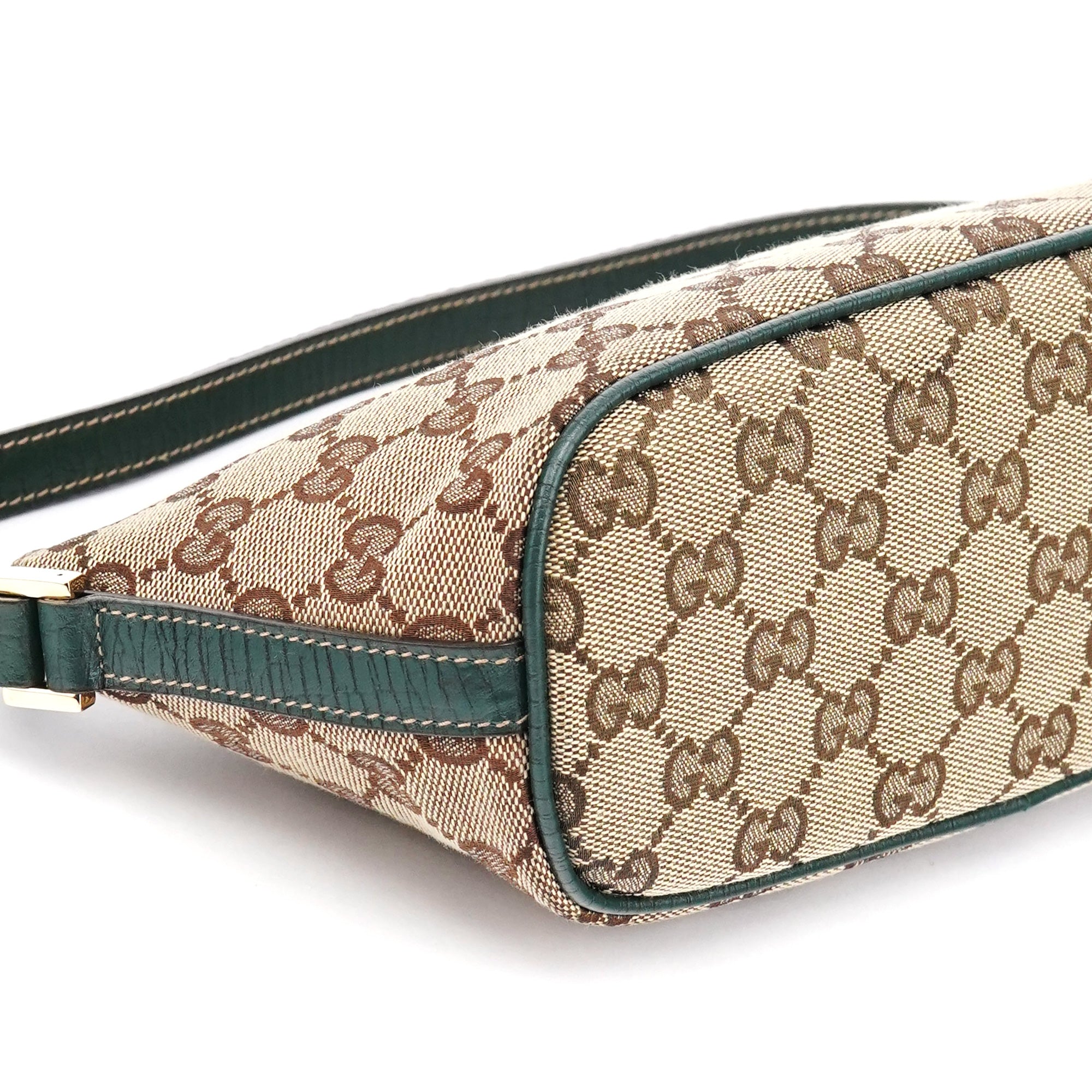 Gucci 141809 Beige Green GG Boat Pochette