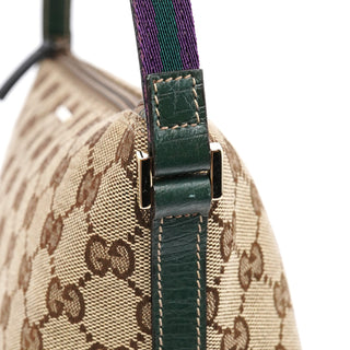 Gucci 141809 Beige Green GG Boat Pochette