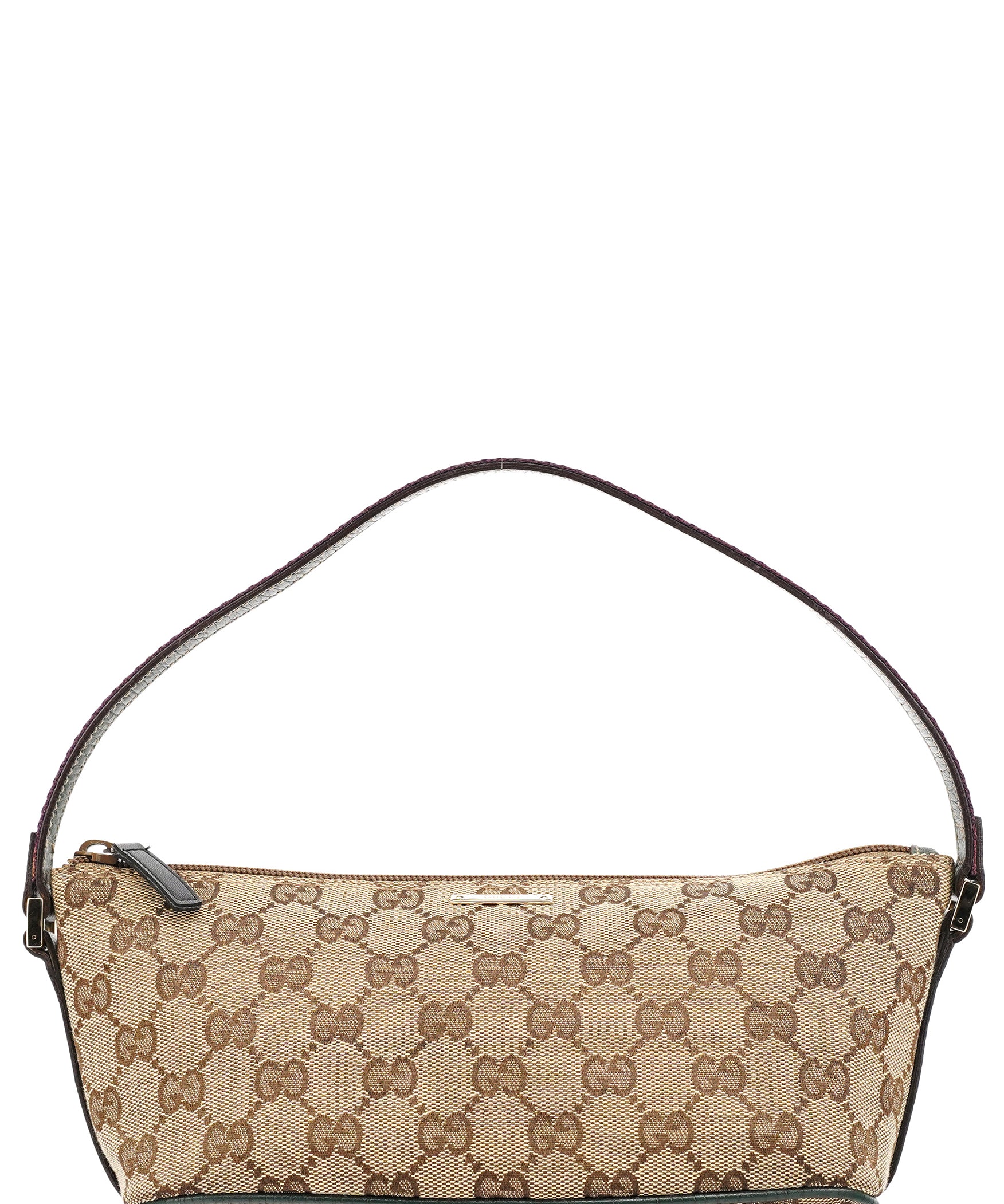 Gucci 141809 Beige Green GG Boat Pochette