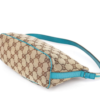 Gucci 141809 Beige Turquoise GG Boat Pochette