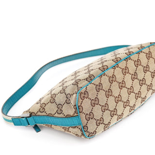 Gucci 141809 Beige Turquoise GG Boat Pochette