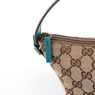 Gucci 141809 Beige Turquoise GG Boat Pochette