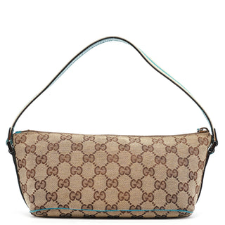 Gucci 141809 Beige Turquoise GG Boat Pochette