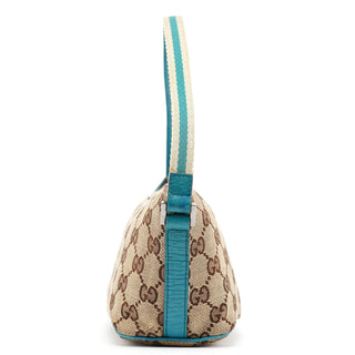 Gucci 141809 Beige Turquoise GG Boat Pochette
