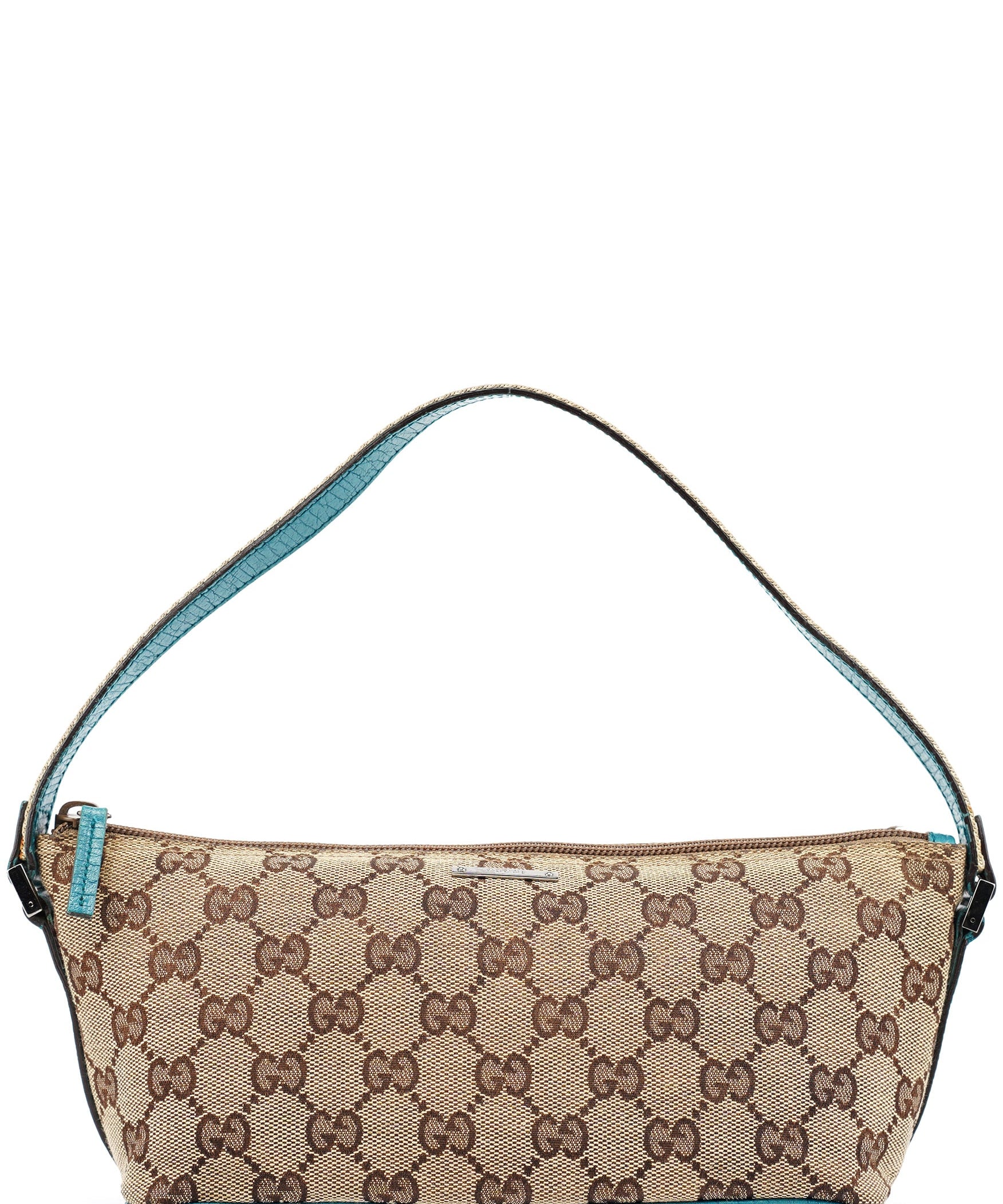 Gucci 141809 Beige Turquoise GG Boat Pochette
