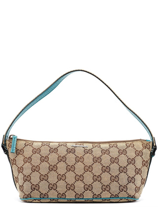 Gucci 141809 Beige Turquoise GG Boat Pochette