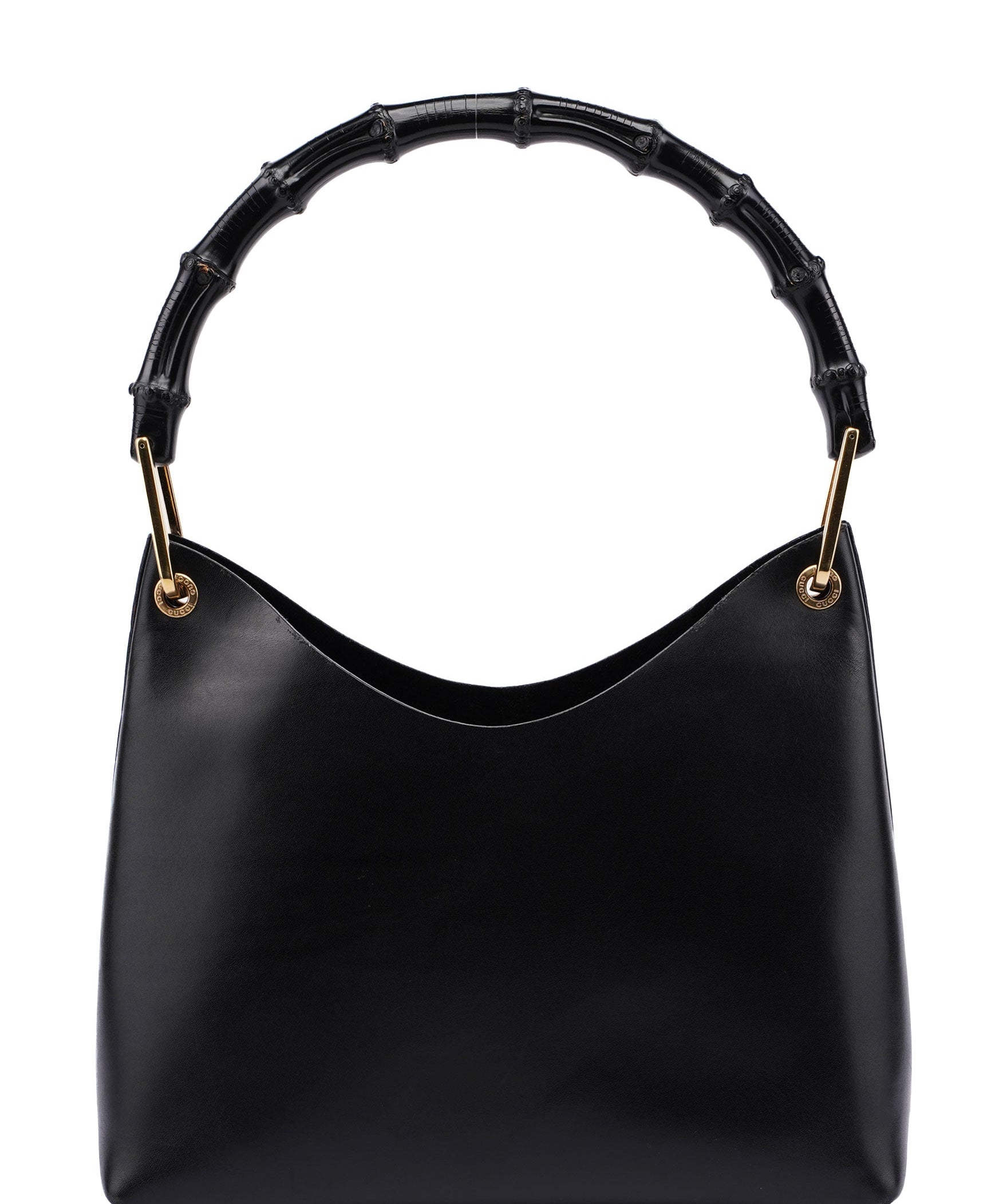 Gucci 1990's Black Leather Bamboo Bag