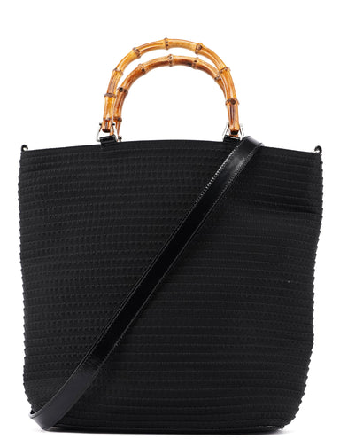 Gucci 1996 Black Quilted Bamboo 2-Way Tote