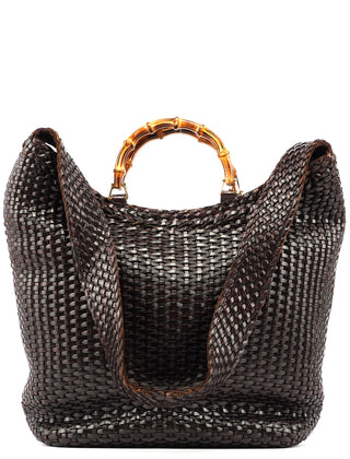 Gucci 1996 Brown Woven Bamboo 2-Way