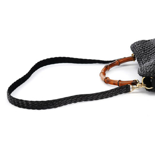 Gucci 1996 Brown Woven Bamboo 2-Way Bag