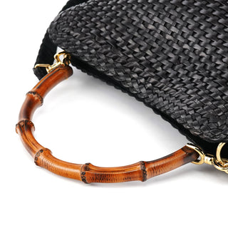 Gucci 1996 Brown Woven Bamboo 2-Way Bag