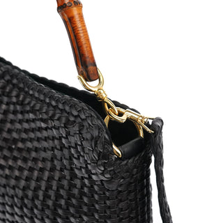 Gucci 1996 Brown Woven Bamboo 2-Way Bag