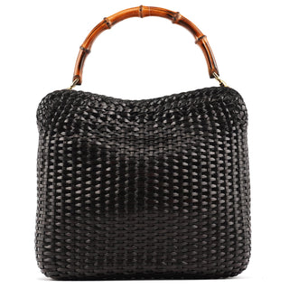 Gucci 1996 Brown Woven Bamboo 2-Way Bag