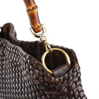 Gucci 1996 Brown Woven Bamboo 2-Way Bag