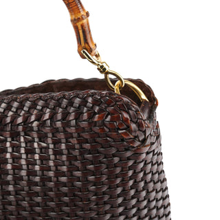 Gucci 1996 Brown Woven Bamboo 2-Way Bag