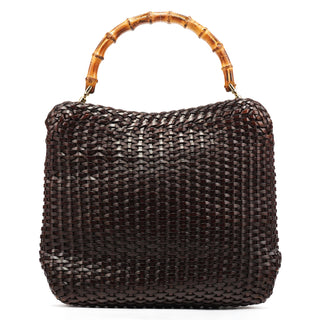 Gucci 1996 Brown Woven Bamboo 2-Way Bag
