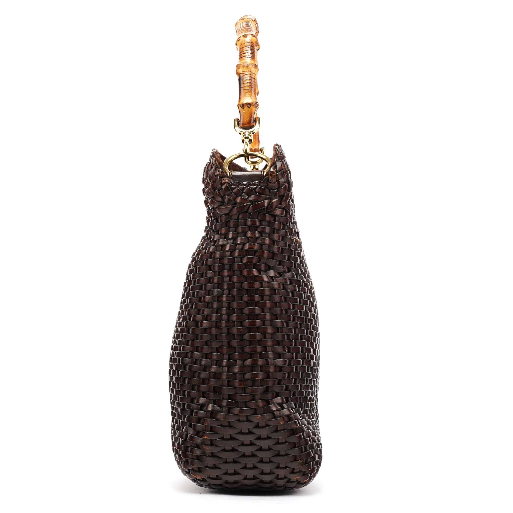 Gucci 1996 Brown Woven Bamboo 2-Way Bag