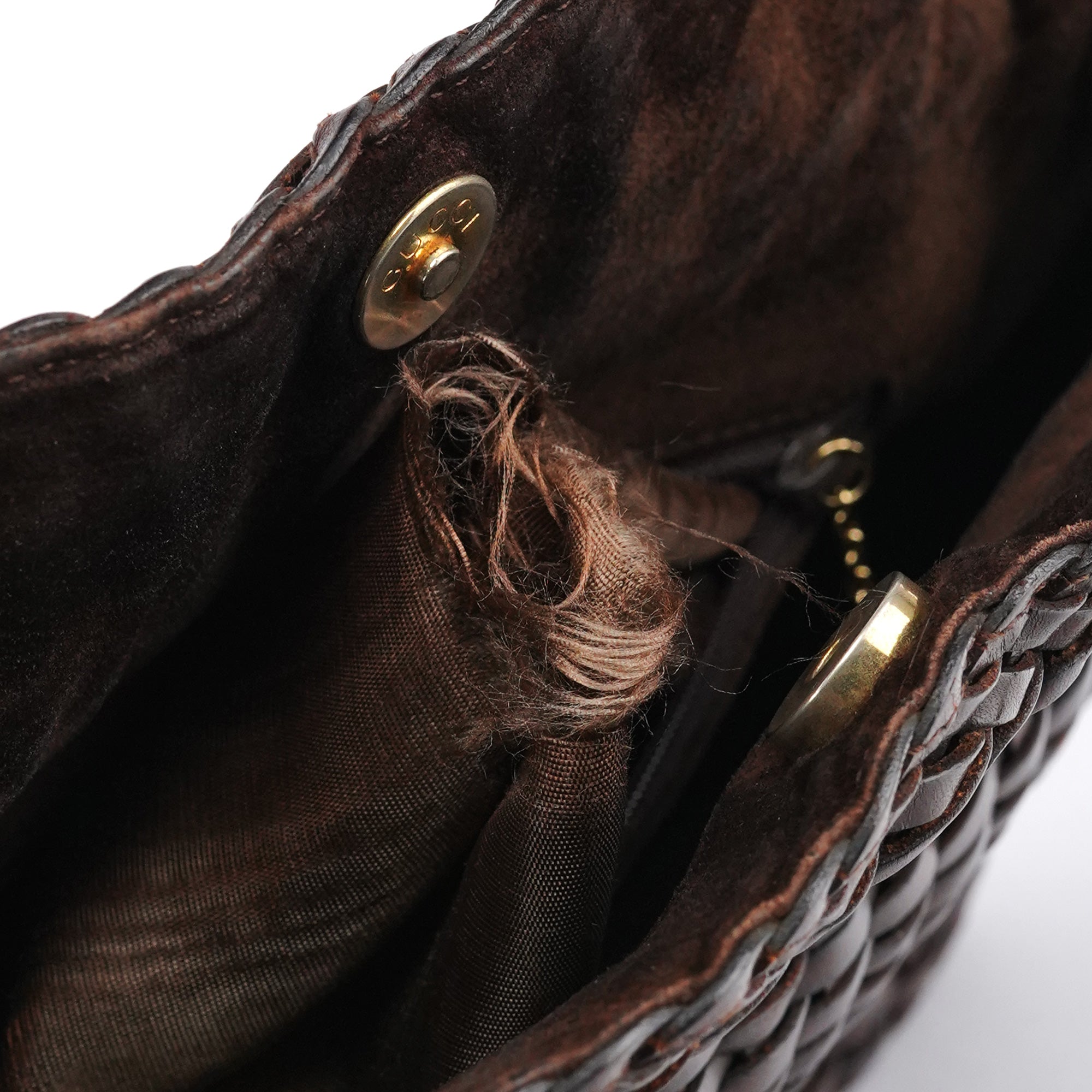 Gucci 1996 Brown Woven Bamboo 2-Way Bag