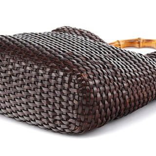 Gucci 1996 Brown Woven Bamboo 2-Way Bag