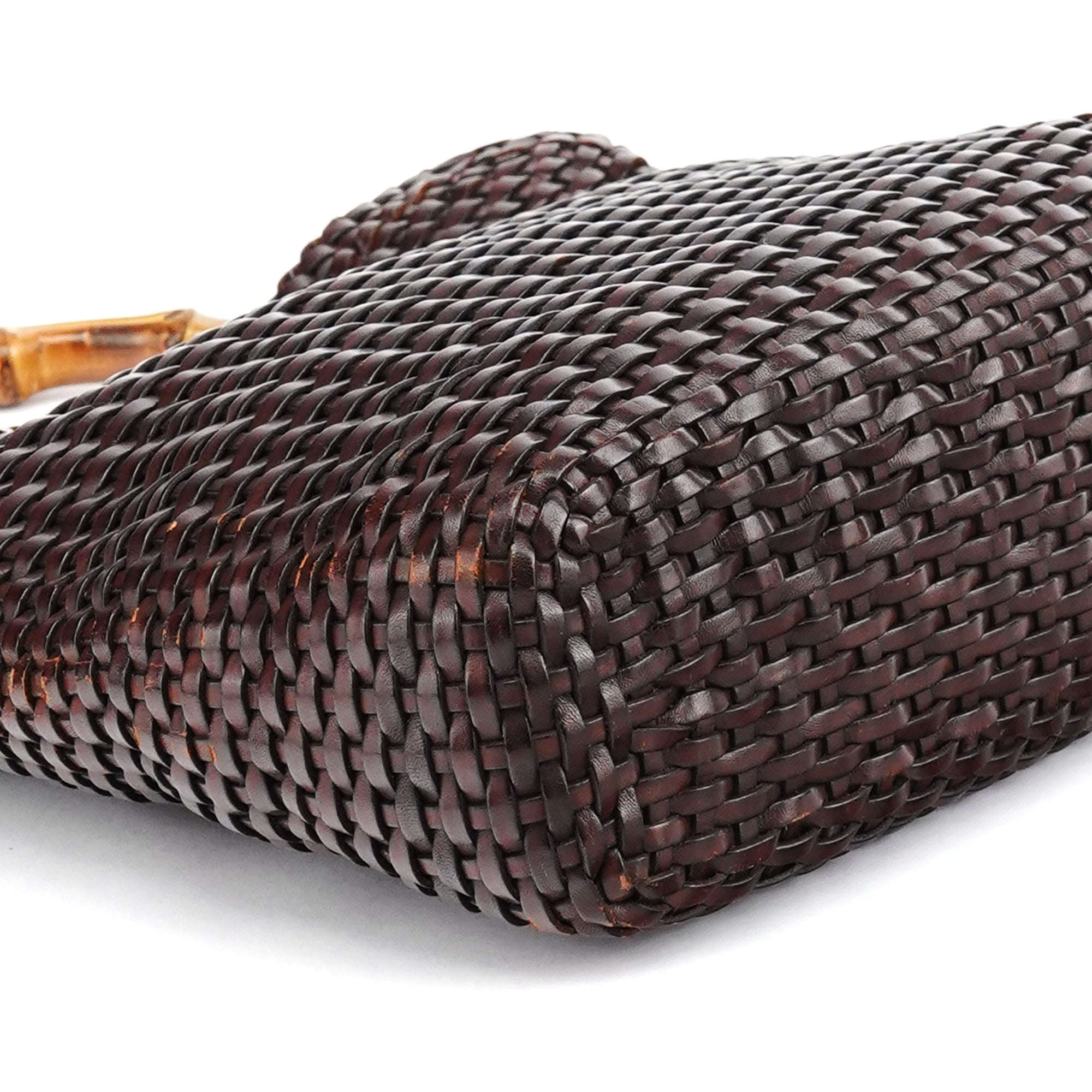 Gucci 1996 Brown Woven Bamboo 2-Way Bag