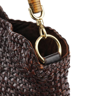 Gucci 1996 Brown Woven Bamboo 2-Way Bag