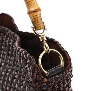 Gucci 1996 Brown Woven Bamboo 2-Way Bag