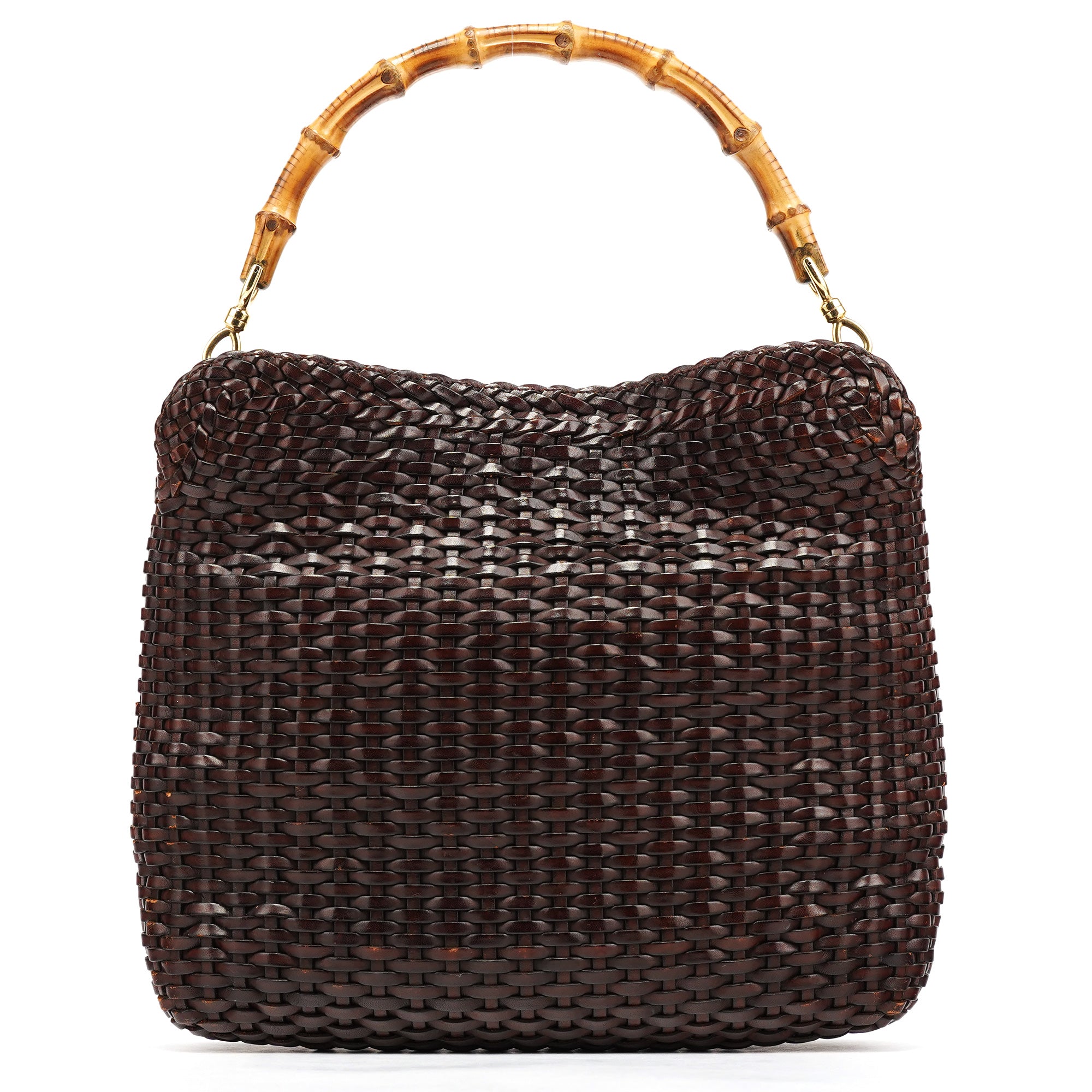 Gucci 1996 Brown Woven Bamboo 2-Way Bag