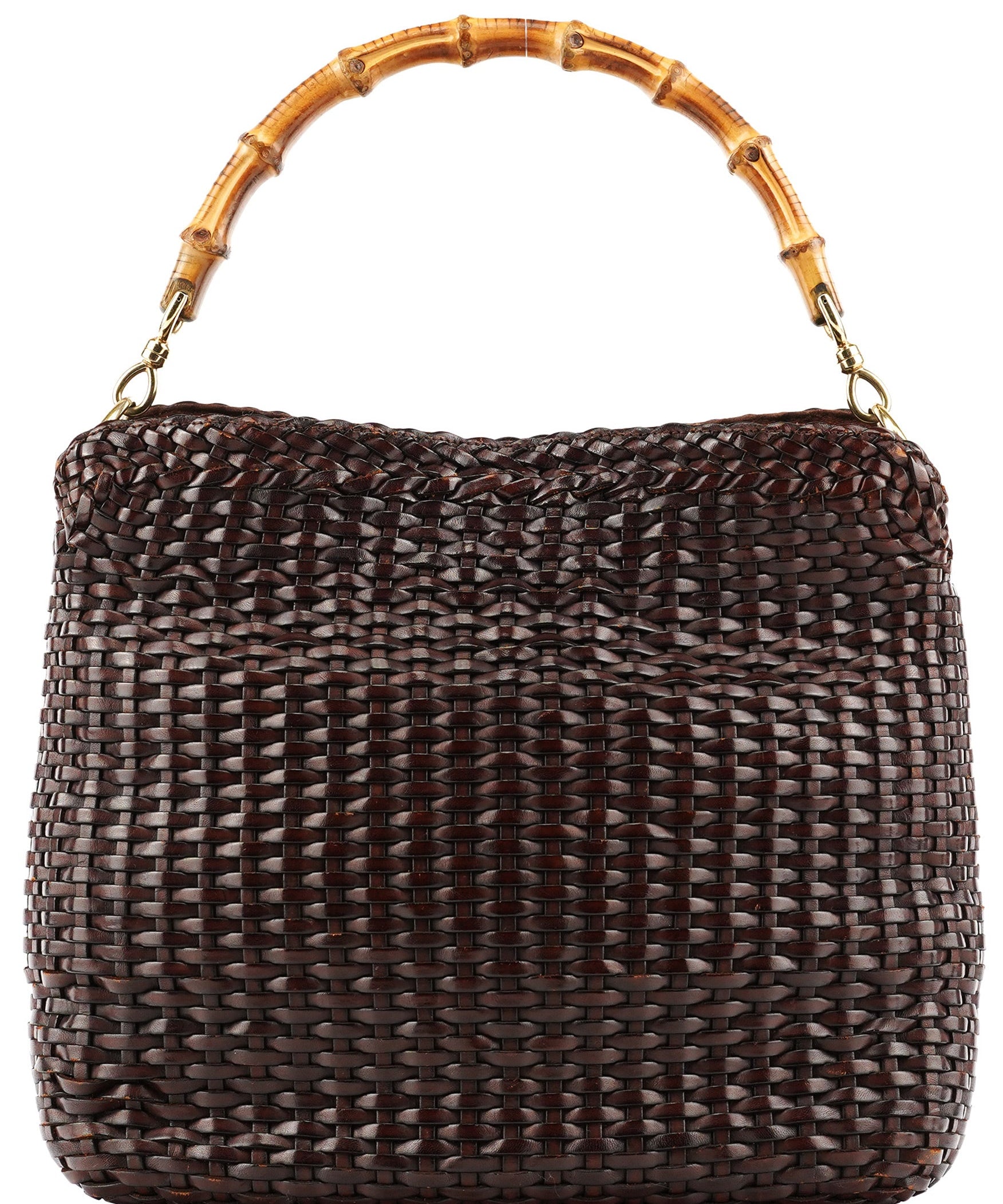Gucci 1996 Brown Woven Bamboo 2-Way Bag