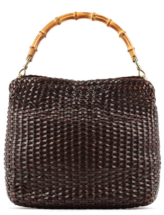 Gucci 1996 Brown Woven Bamboo 2-Way Bag