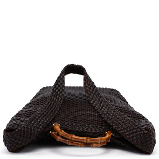 Gucci 1996 Brown Woven Bamboo 2-Way Bag