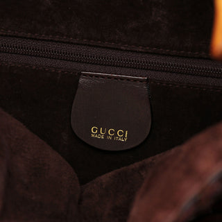 Gucci 1996 Brown Woven Bamboo 2-Way Bag