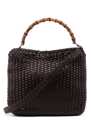 Gucci 1996 Brown Woven Bamboo 2-Way Bag