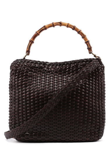 Gucci 1996 Brown Woven Bamboo 2-Way Bag