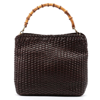 Gucci 1996 Brown Woven Bamboo 2-Way Bag