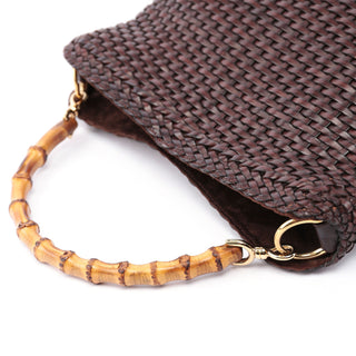 Gucci 1996 Brown Woven Bamboo 2-Way Bag