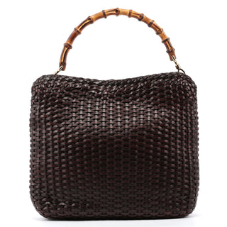 Gucci 1996 Brown Woven Bamboo 2-Way Bag