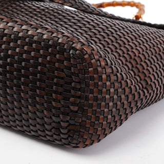 Gucci 1996 Brown Woven Bamboo 2-Way Bag